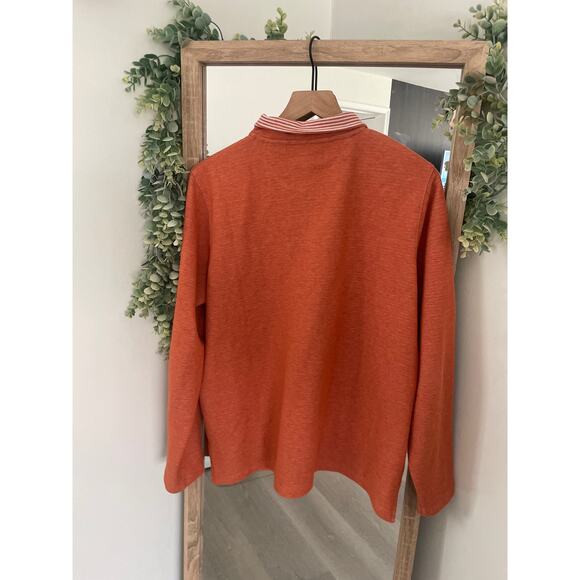 Orvis Mens Orange 1/4 Zip Sweater Large Long Sleeve Preppy Fall Pullover - Picture 6 of 8